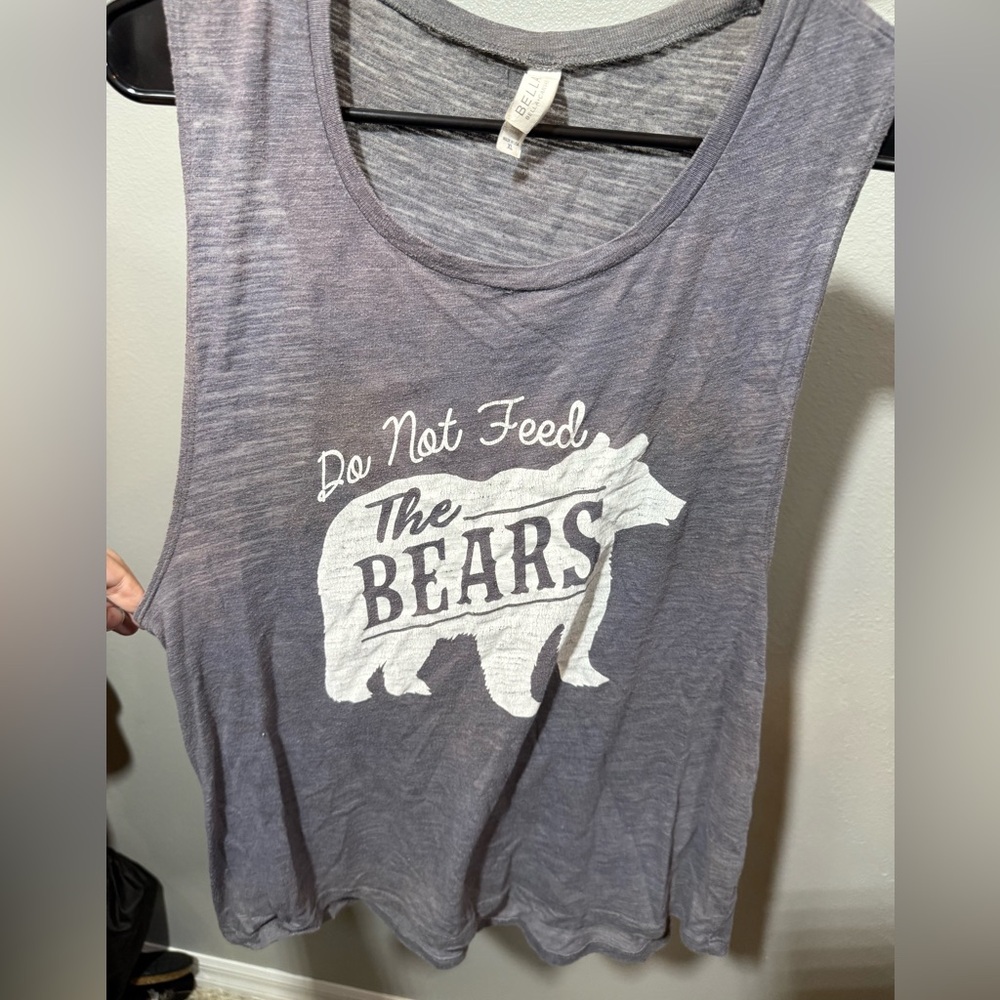 Bella Canvas Do Not Feed The Bears Gray Burnout Graphic Tank Top XL